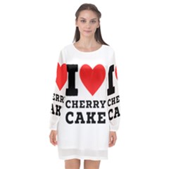 I Love Cherry Cake Long Sleeve Chiffon Shift Dress  by ilovewhateva