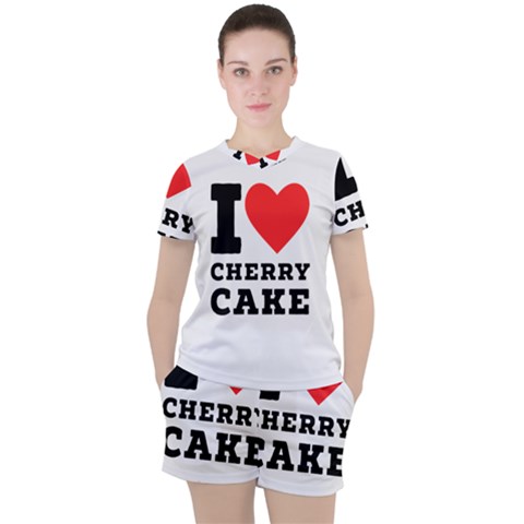 I Love Cherry Cake Women s Tee And Shorts Set by ilovewhateva