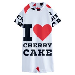 I Love Cherry Cake Kids  Boyleg Half Suit Swimwear