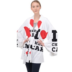 I Love Cherry Cake Long Sleeve Velvet Kimono  by ilovewhateva