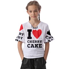 I Love Cherry Cake Kids  V-neck Horn Sleeve Blouse by ilovewhateva