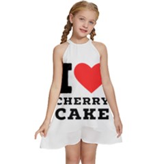 I Love Cherry Cake Kids  Halter Collar Waist Tie Chiffon Dress by ilovewhateva