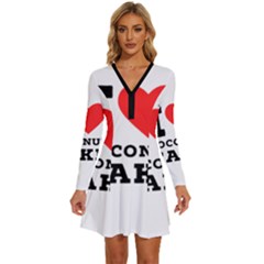 I Love Coconut Cake Long Sleeve Deep V Mini Dress  by ilovewhateva