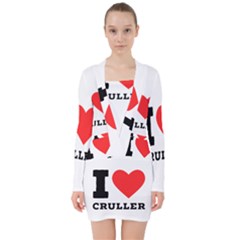 I Love Cruller V-neck Bodycon Long Sleeve Dress by ilovewhateva