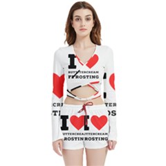 I Love Buttercream Frosting Velvet Wrap Crop Top And Shorts Set by ilovewhateva