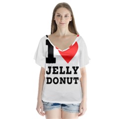 I Love Jelly Donut V-neck Flutter Sleeve Top by ilovewhateva