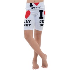 I Love Jelly Donut Kids  Lightweight Velour Cropped Yoga Leggings by ilovewhateva