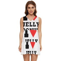 I Love Jelly Donut Tiered Sleeveless Mini Dress