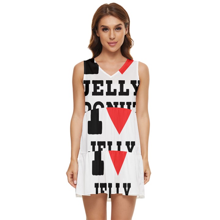 I love jelly donut Tiered Sleeveless Mini Dress