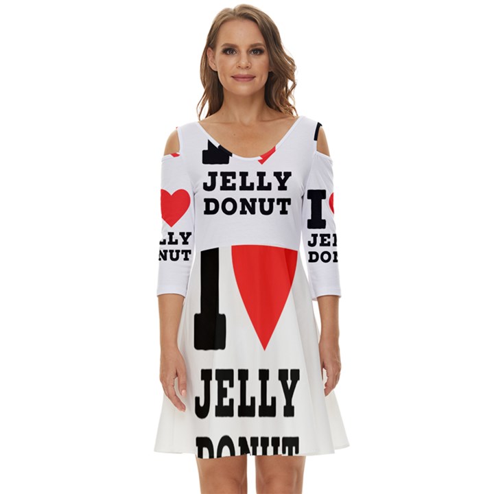 I love jelly donut Shoulder Cut Out Zip Up Dress