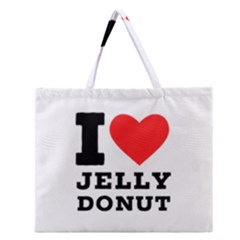 I Love Jelly Donut Zipper Large Tote Bag by ilovewhateva