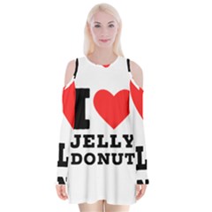 I Love Jelly Donut Velvet Long Sleeve Shoulder Cutout Dress by ilovewhateva