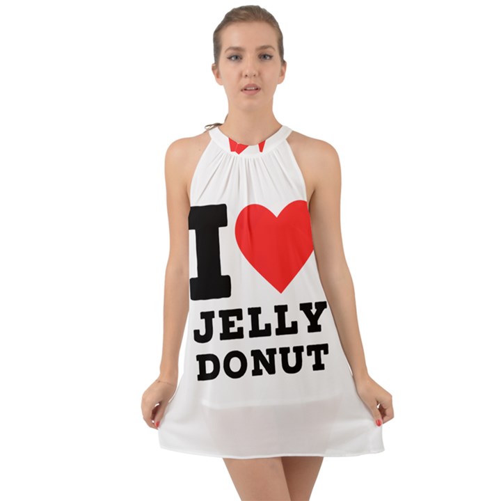 I love jelly donut Halter Tie Back Chiffon Dress