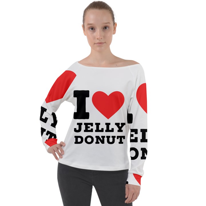 I love jelly donut Off Shoulder Long Sleeve Velour Top