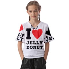 I Love Jelly Donut Kids  V-neck Horn Sleeve Blouse by ilovewhateva