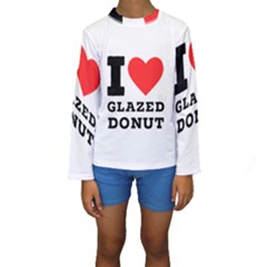 I Love Glazed Donut Kids  Long Sleeve Swimwear by ilovewhateva