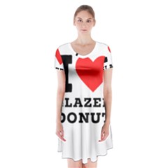 I Love Glazed Donut Short Sleeve V-neck Flare Dress by ilovewhateva