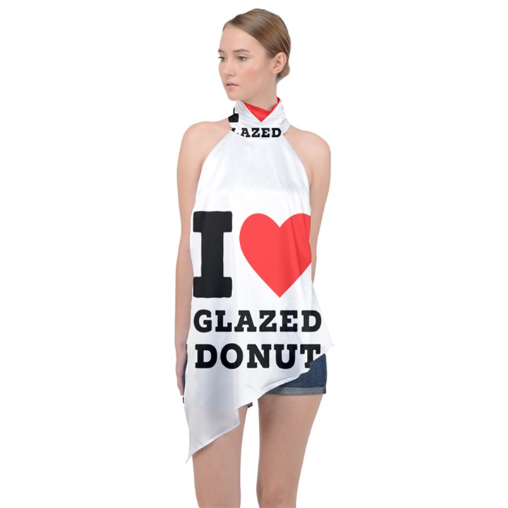 I love glazed donut Halter Asymmetric Satin Top