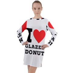 I Love Glazed Donut Long Sleeve Hoodie Dress by ilovewhateva