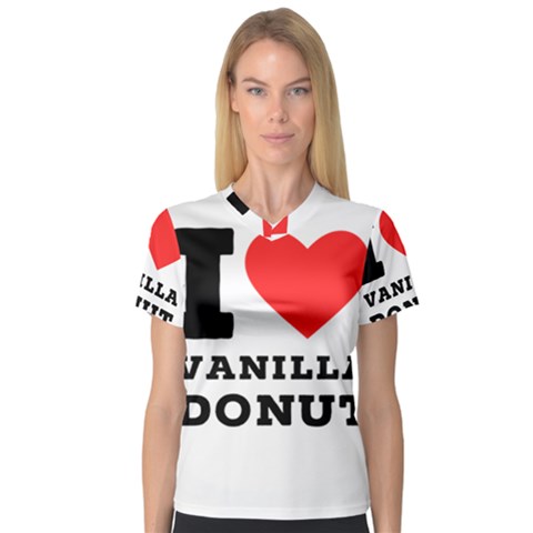 I Love Vanilla Donut V-neck Sport Mesh Tee by ilovewhateva