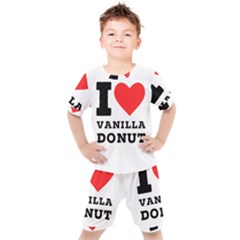 I Love Vanilla Donut Kids  Tee And Shorts Set by ilovewhateva