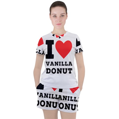 I Love Vanilla Donut Women s Tee And Shorts Set by ilovewhateva