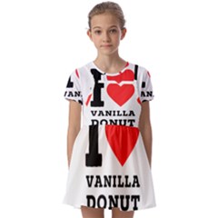 I Love Vanilla Donut Kids  Short Sleeve Pinafore Style Dress by ilovewhateva