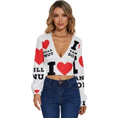 I Love Vanilla Donut Long Sleeve Deep-v Velour Top by ilovewhateva