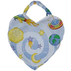 Science Fiction Outer Space Giant Heart Shaped Tote by Ndabl3x