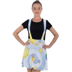 Science Fiction Outer Space Velvet Suspender Skater Skirt