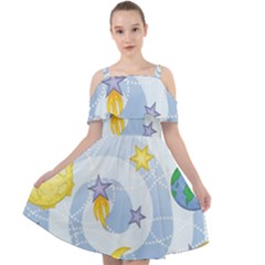 Science Fiction Outer Space Cut Out Shoulders Chiffon Dress by Ndabl3x