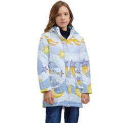 Science Fiction Outer Space Kids  Hooded Longline Puffer Jacket by Ndabl3x