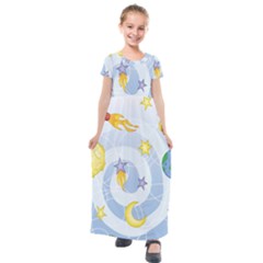 Science Fiction Outer Space Kids  Short Sleeve Maxi Dress by Ndabl3x