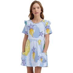 Science Fiction Outer Space Kids  Frilly Sleeves Pocket Dress by Ndabl3x