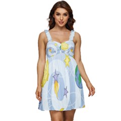 Science Fiction Outer Space Ruffle Strap Babydoll Chiffon Dress by Ndabl3x