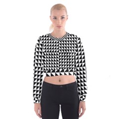 Optical Illusion Black Cropped Sweatshirt by Ndabl3x