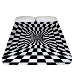 Optical Illusion Chessboard Tunnel Fitted Sheet (california King Size) by Ndabl3x