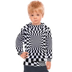 Optical Illusion Chessboard Tunnel Kids  Hooded Pullover