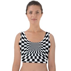 Optical Illusion Chessboard Tunnel Velvet Crop Top