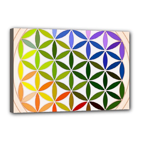 Mandala Rainbow Colorful Canvas 18  X 12  (stretched) by Ndabl3x