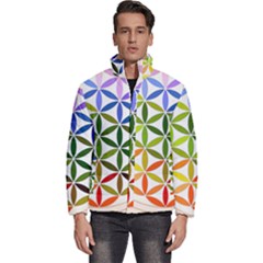 Mandala Rainbow Colorful Men s Puffer Bubble Jacket Coat by Ndabl3x