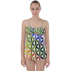 Mandala Rainbow Colorful Babydoll Tankini Set