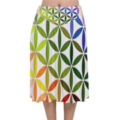 Mandala Rainbow Colorful Velvet Flared Midi Skirt by Ndabl3x