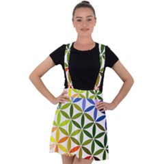 Mandala Rainbow Colorful Velvet Suspender Skater Skirt