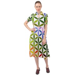 Mandala Rainbow Colorful Keyhole Neckline Chiffon Dress by Ndabl3x