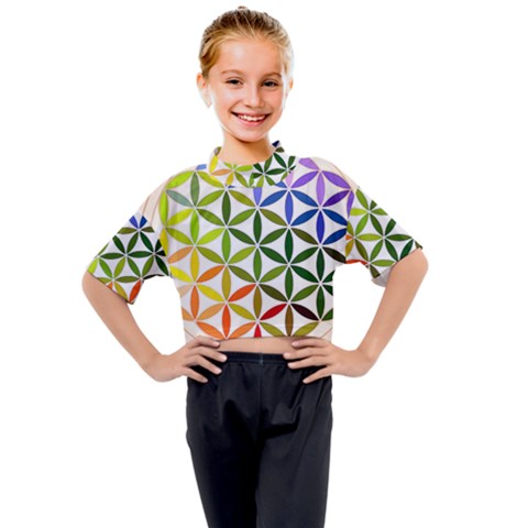 Mandala Rainbow Colorful Kids Mock Neck Tee by Ndabl3x