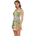 Mandala Rainbow Colorful Ruffle Edge Bra Cup Chiffon Mini Dress View2