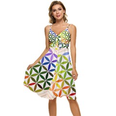 Mandala Rainbow Colorful Sleeveless Tie Front Chiffon Dress by Ndabl3x