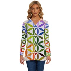 Mandala Rainbow Colorful Long Sleeve Drawstring Hooded Top by Ndabl3x