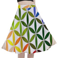 Mandala Rainbow Colorful A-line Full Circle Midi Skirt With Pocket